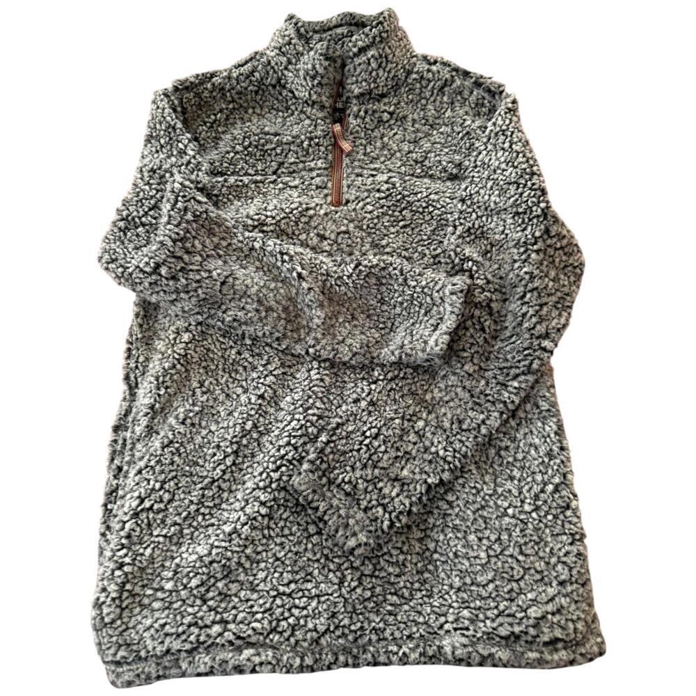 Alpine Sherpa Gray Quarter Zip Pullover Women’s M Fleece Cozy Winter Top